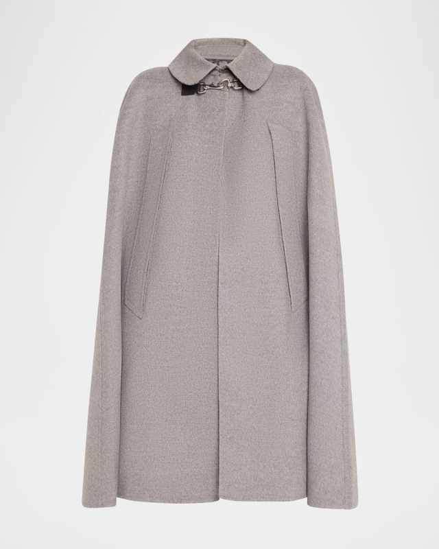 Clasp Closure Wool Cashmere Cape